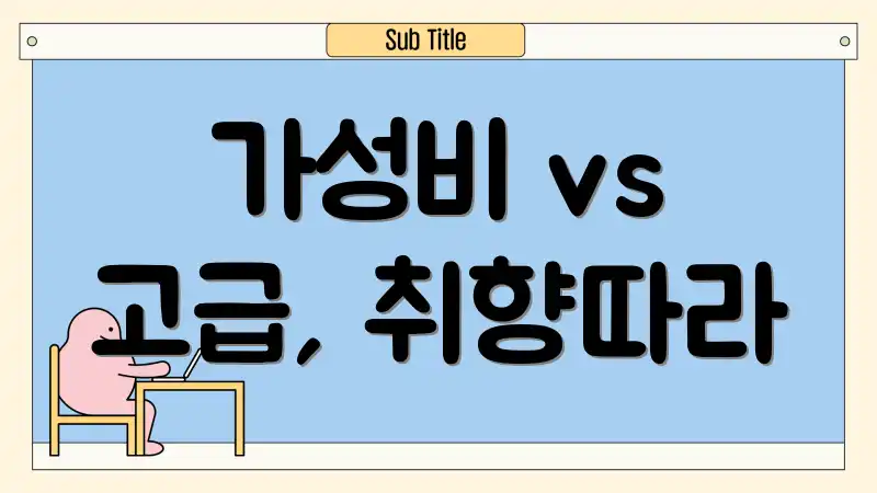 가성비 vs 고급, 취향따라