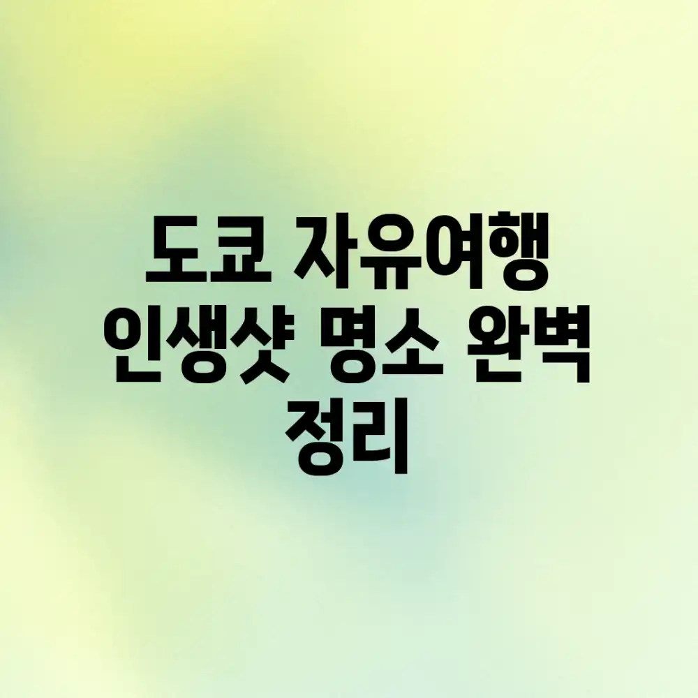 도쿄 자유여행 인생샷 명소 완벽 정리!