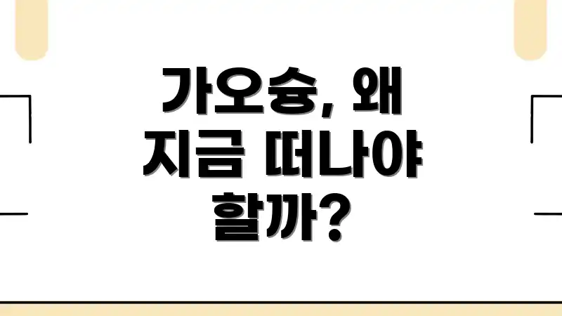 가오슝, 왜 지금 떠나야 할까?