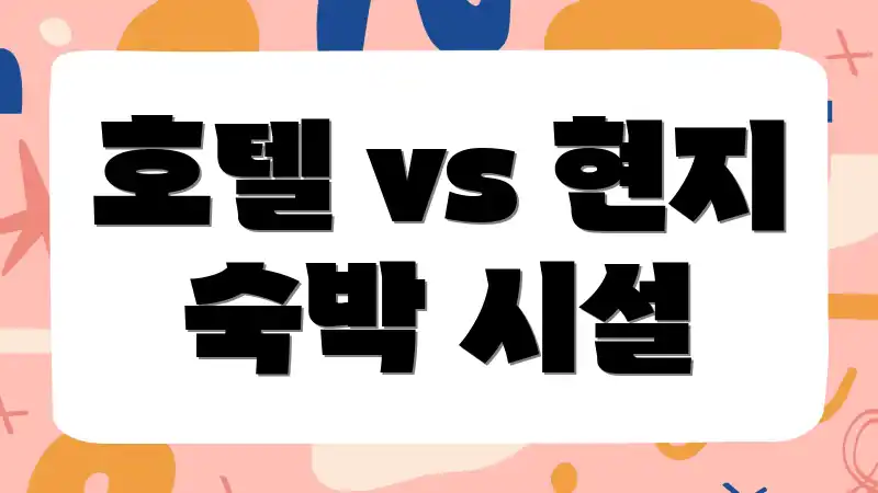 호텔 vs 현지 숙박 시설