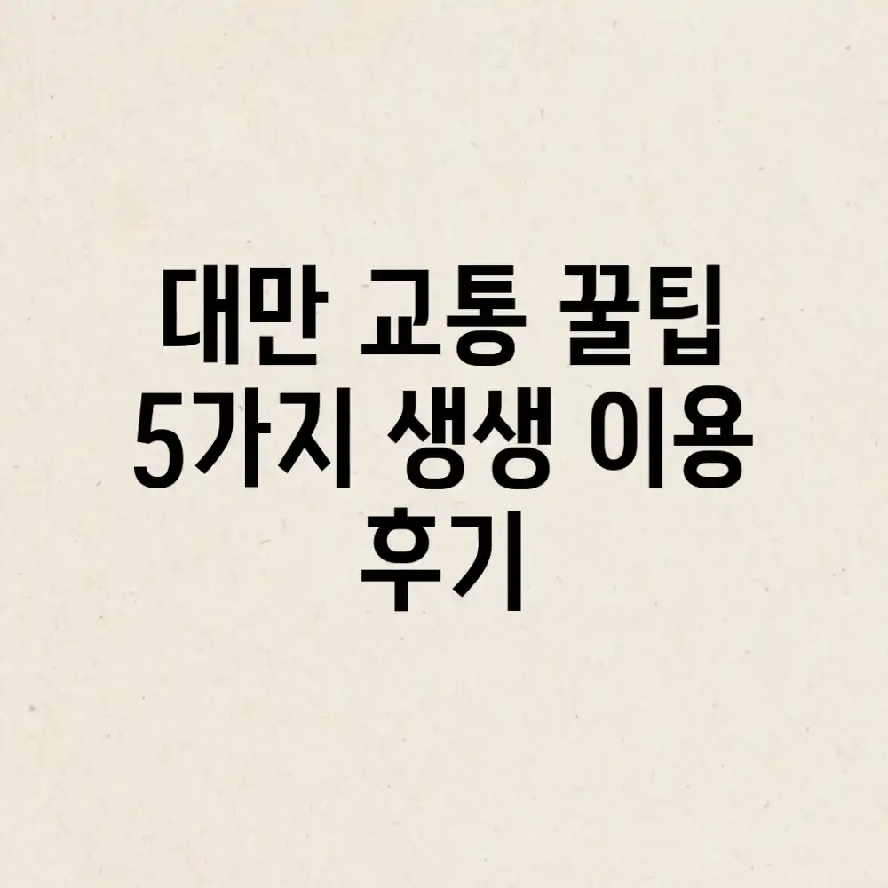 대만 교통 꿀팁! 5가지 생생 이용 후기