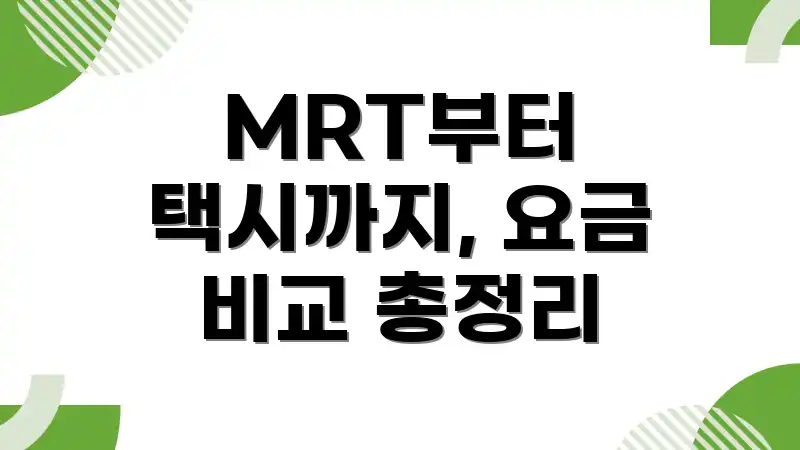 MRT부터 택시까지, 요금 비교 총정리