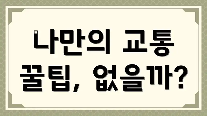 나만의 교통 꿀팁, 없을까?