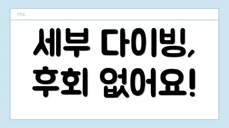 세부 다이빙, 후회 없어요!