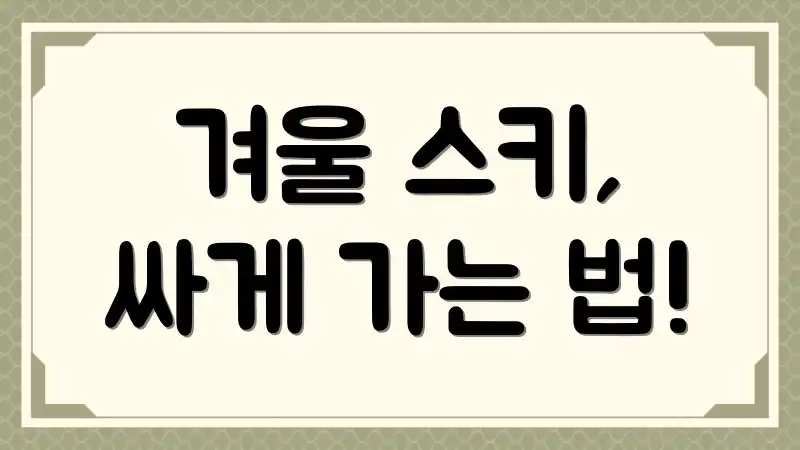 겨울 스키, 싸게 가는 법!