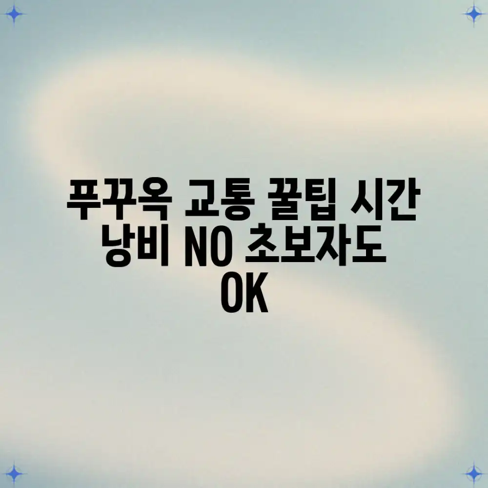 푸꾸옥 교통: 초보자도 정복하는 시간 활용법